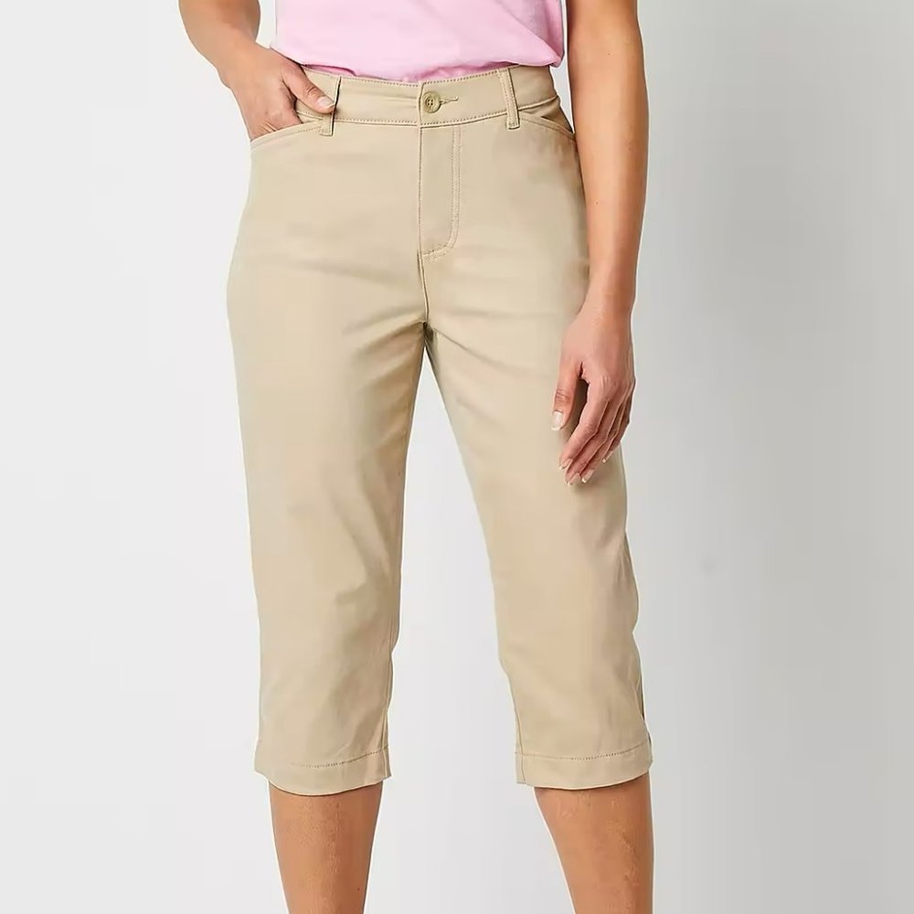 St. John's Bay Khaki Capris. New With Tickets.  Size 14